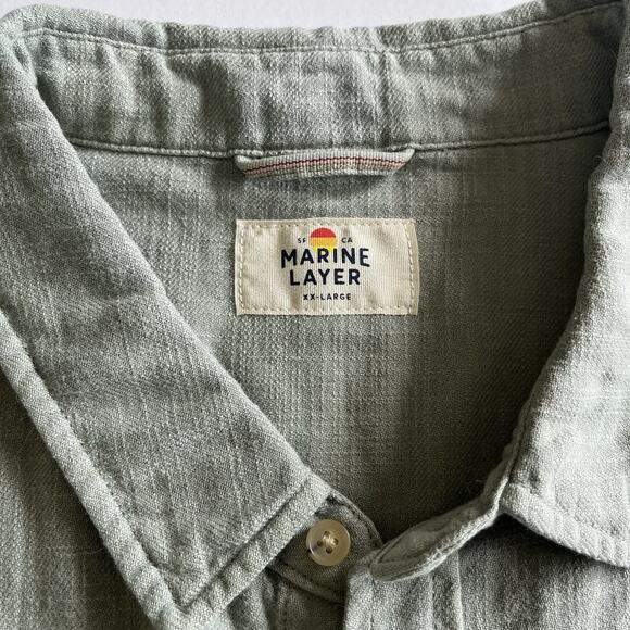 Marine Layer Cotton Mens Green Lance Short Sleeve Button Down Shirt Pocket XXL - Picture 7 of 9